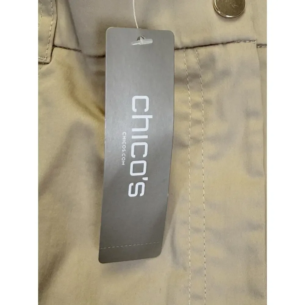 Chico’s Pants Women’s Sz 3 T XL 16 Luxe Twill Utility Basic Crop Khaki Tan NWT - Picture 7 of 15